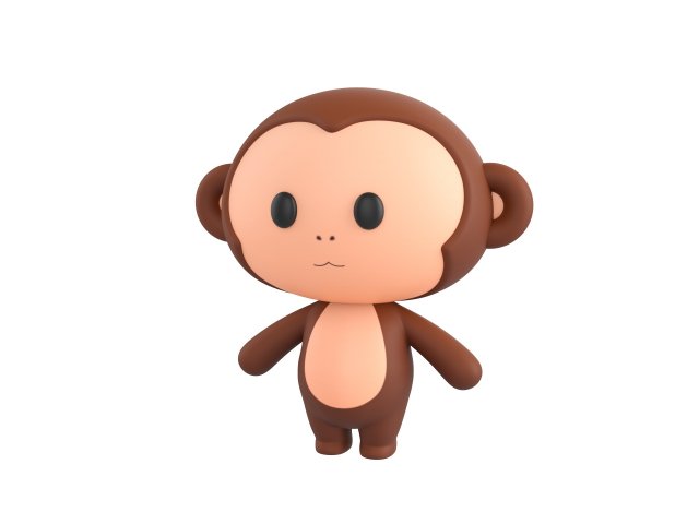 Character015 Monkey 3D Model .c4d .max .obj .3ds .fbx .stl .blend