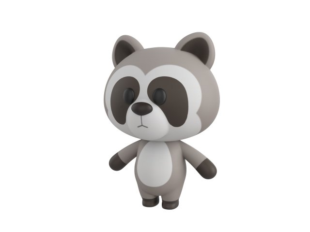 Character017 Raccoon 3D Model .c4d .max .obj .3ds .fbx .stl .blend 