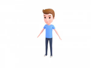 Character047 Rigged Cartoon Man 3D Model