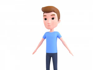 Character047 Rigged Cartoon Man 3D Model