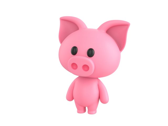 Character054 Rigged Pig 3D Model .c4d .max .obj .3ds .fbx .stl .blend 