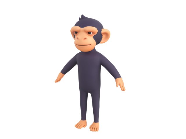 Character109 Chimpanzee 3D Модель .c4d .max .obj .3ds .fbx .stl .blend 