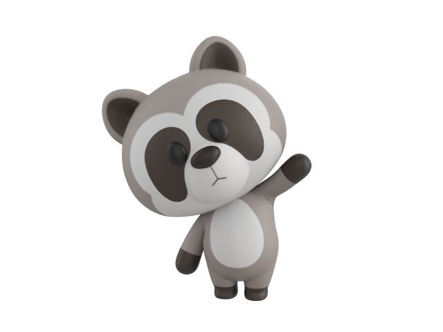 Character133 Rigged Raccoon 3D Model .c4d .max .obj .3ds .fbx .stl .blend 
