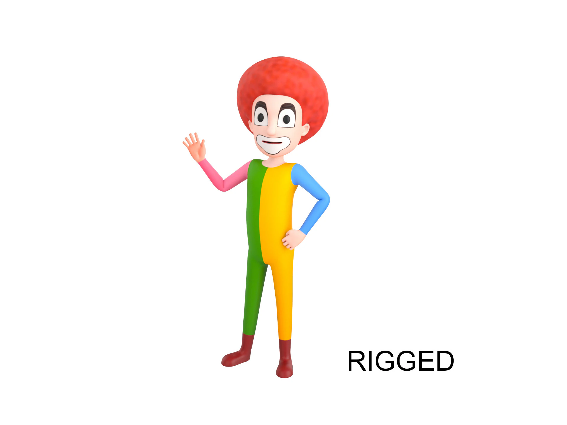Character173 Rigged Clown 3D Model .c4d .max .obj .3ds .fbx .stl .blend 