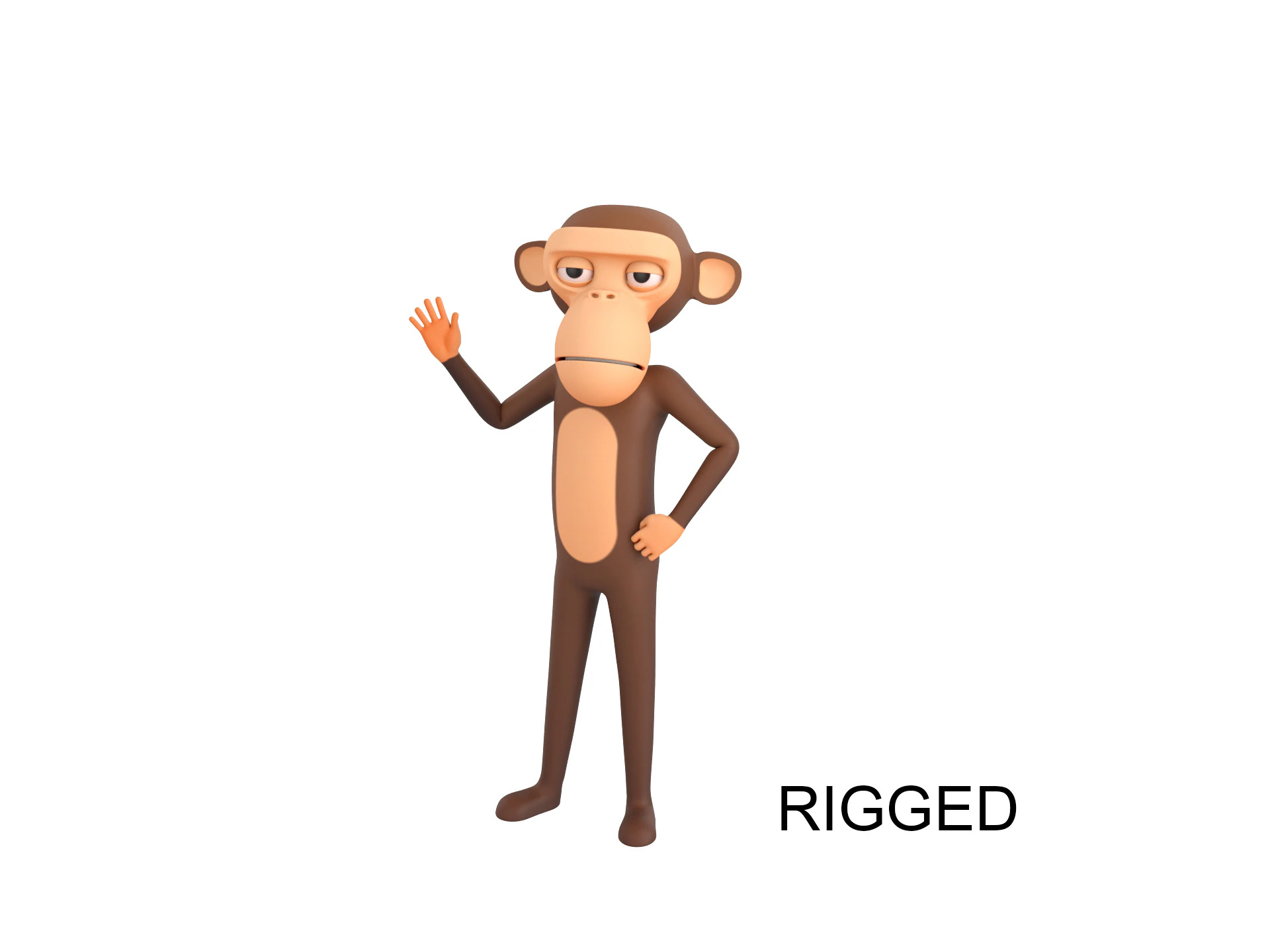 Character174 Rigged Monkey 3D Model .c4d .max .obj .3ds .fbx .stl .blend 