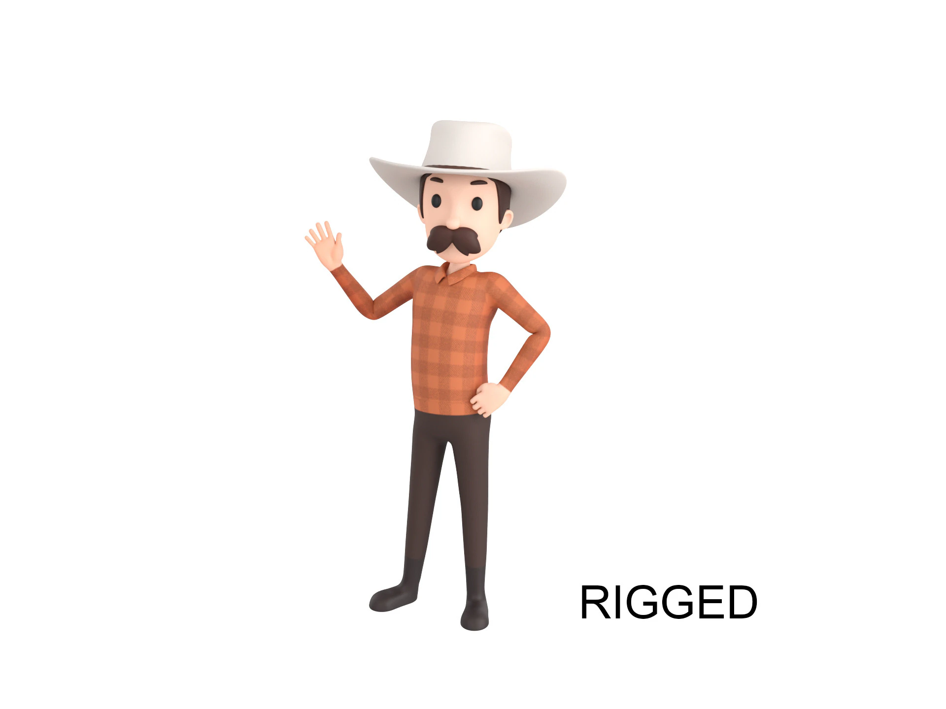 Character176 Rigged Cowboy 3D Model .c4d .max .obj .3ds .fbx .stl .blend