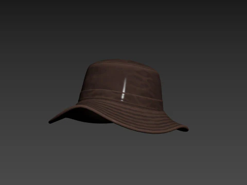 Prop086 Leather Bucket Hat 3D Model