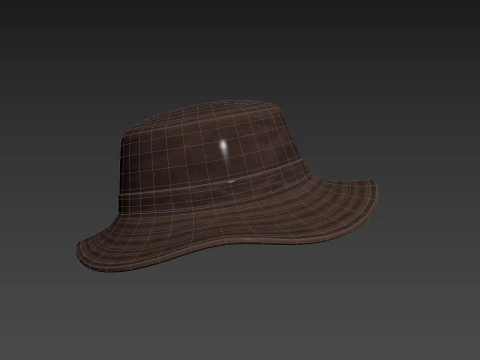 Prop086 Leather Bucket Hat 3D Model