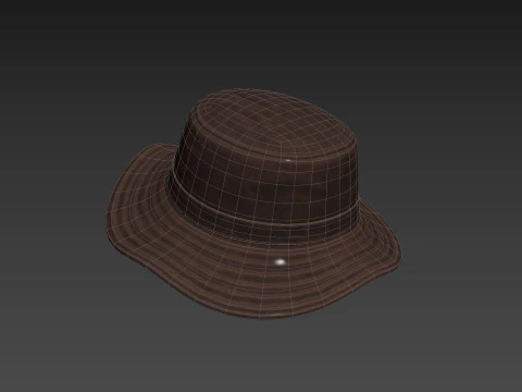 Prop086 Leather Bucket Hat 3D Model