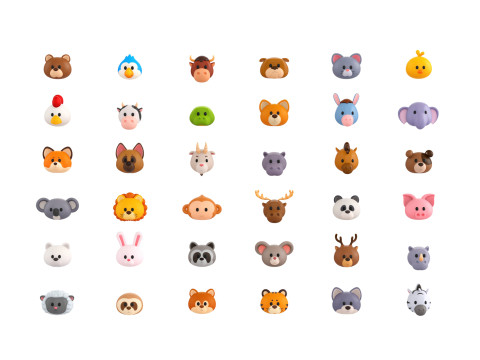 Pack001 Animal Head Pack 3D Model