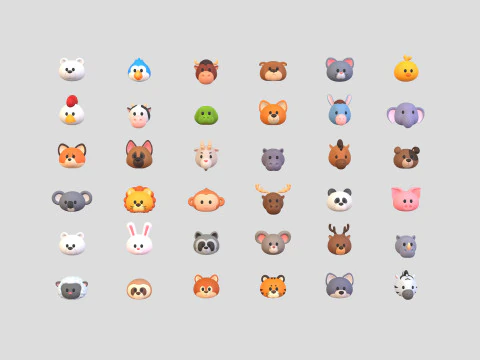 Pack001 Animal Head Pack 3D Model