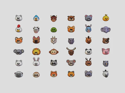 Pack001 Animal Head Pack 3D Model