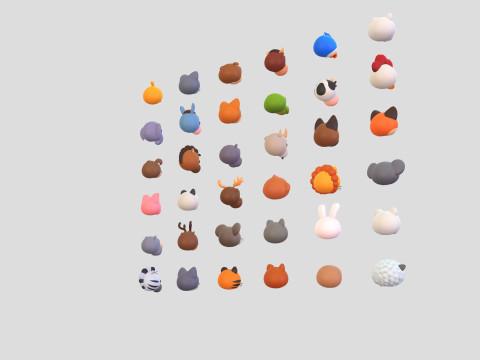 Pack001 Animal Head Pack 3D Модель