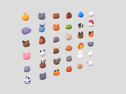 Pack001 Animal Head Pack 3D Модель