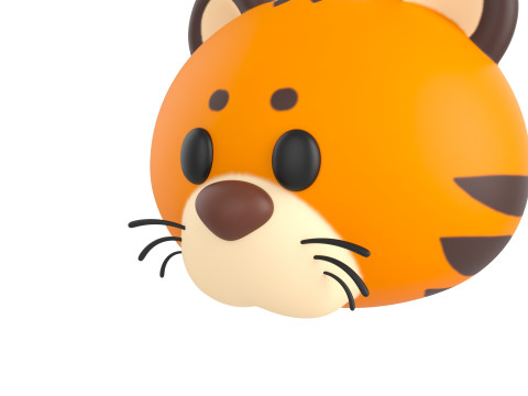 Prop157 Tiger Head Modello 3D