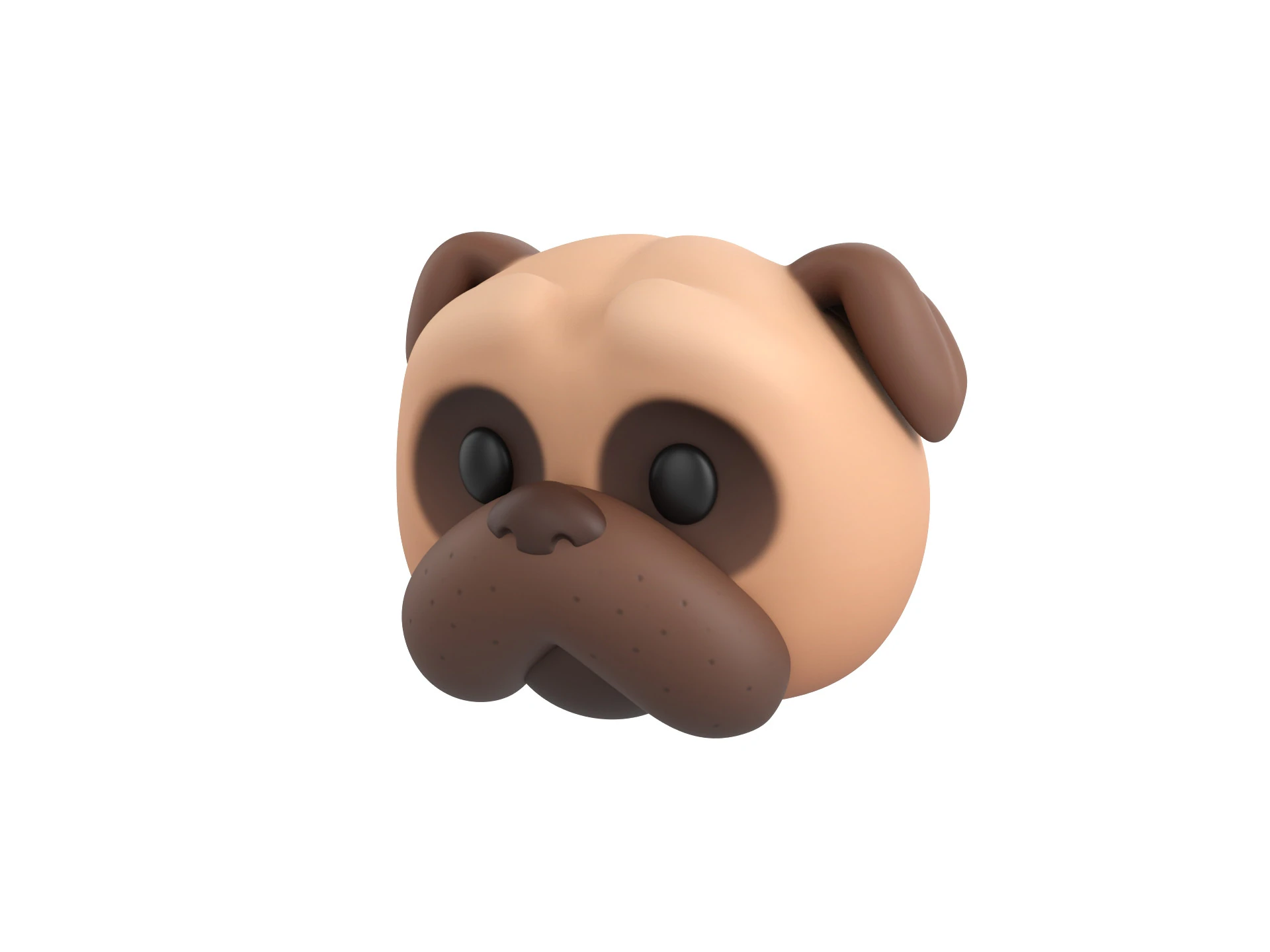 Prop164 Pug Head 3D Model .c4d .max .obj .3ds .fbx .stl .blend