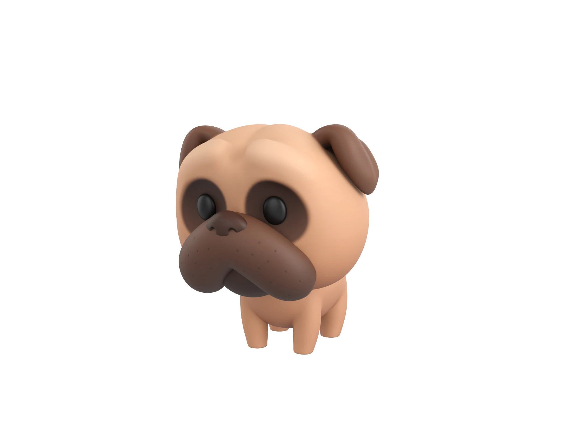 Character195 Pug 3D Model .c4d .max .obj .3ds .fbx .stl .blend 