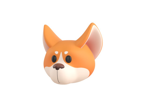 Prop179 Corgi Dog Head 3D Model