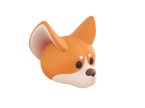 Prop179 Corgi Dog Head 3D Model