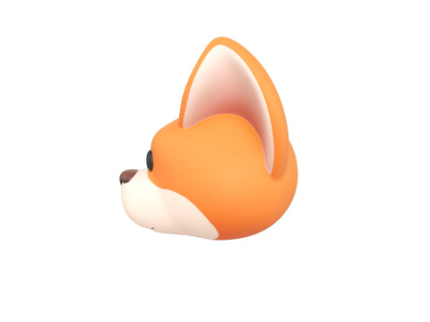 Prop179 Corgi Dog Head 3D Model