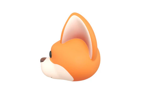 Prop179 Corgi Dog Head 3D Model