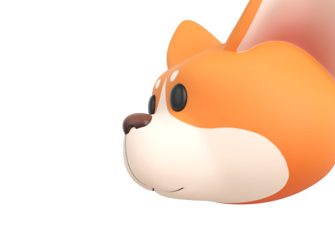 Prop179 Corgi Dog Head 3D Model