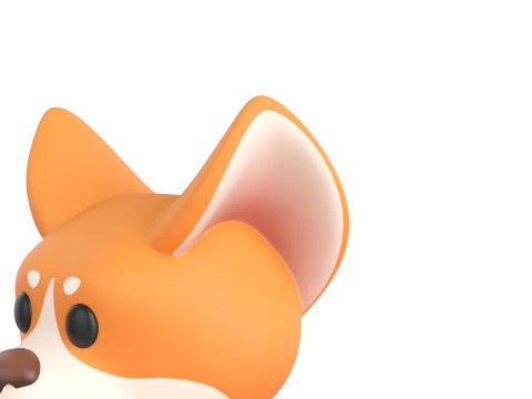 Prop179 Corgi Dog Head 3D Model