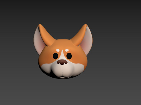 Prop179 Corgi Dog Head 3D Model