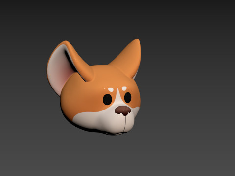 Prop179 Corgi Dog Head 3D Model
