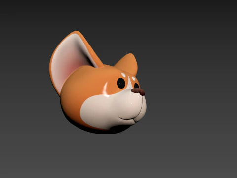 Prop179 Corgi Dog Head 3D Model