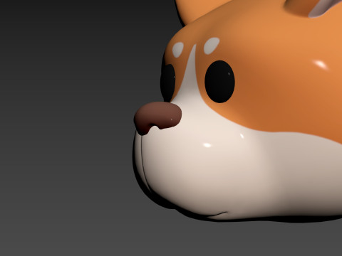 Prop179 Corgi Dog Head 3D Model