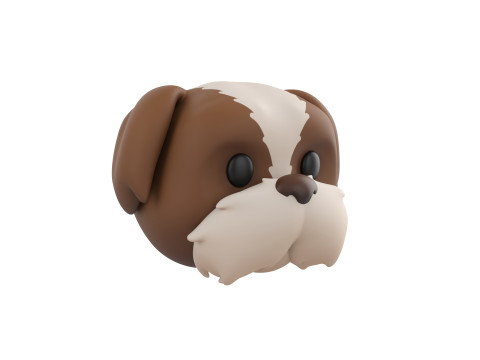 Prop190 Shih Tzu Dog Head 3D 모델