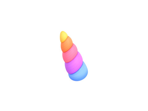 Prop207 Rainbow Unicorn Horn Model 3D