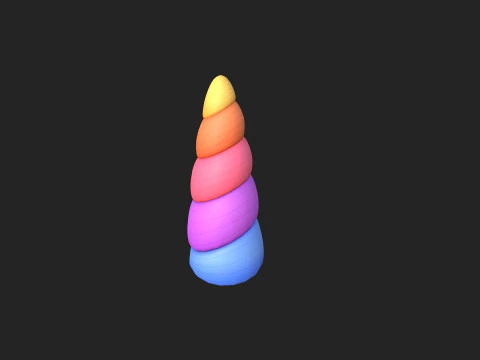 Prop207 Rainbow Unicorn Horn 3D Model