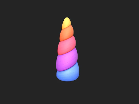 Prop207 Rainbow Unicorn Horn 3D Model