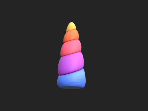 Prop207 Rainbow Unicorn Horn 3D Model