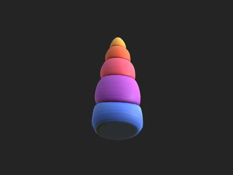 Prop207 Rainbow Unicorn Horn 3D Model