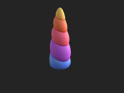 Prop207 Rainbow Unicorn Horn 3D Model