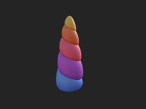 Prop207 Rainbow Unicorn Horn 3D Model