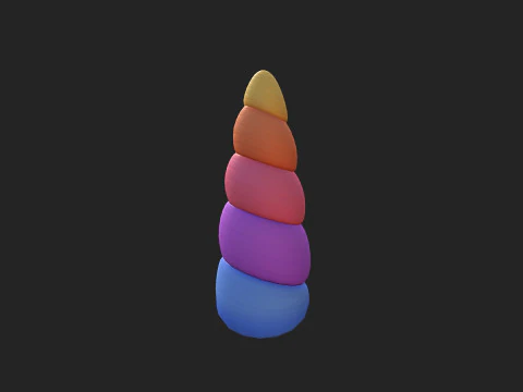 Prop207 Rainbow Unicorn Horn 3D Model
