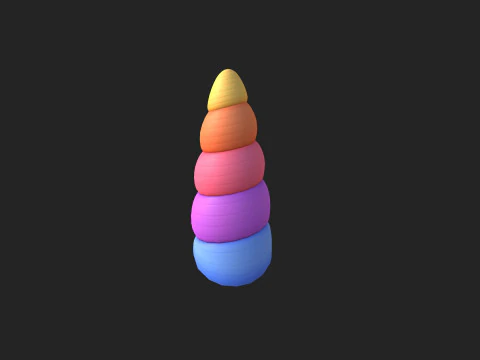 Prop207 Rainbow Unicorn Horn 3D Model