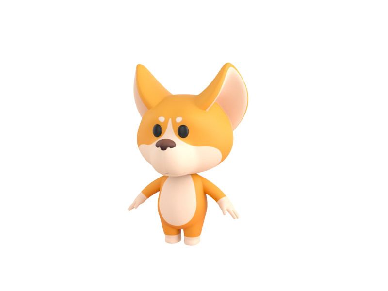 Character214 Corgi 3D Model .c4d .max .obj .3ds .fbx .stl .blend 