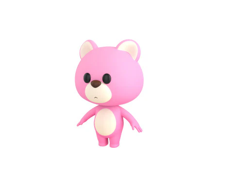 Personagem 216 Urso Rosa Modelo 3D