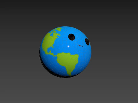 Character229 Cartoon Earth 3D Model