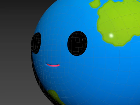 Character229 Cartoon Earth 3D Model