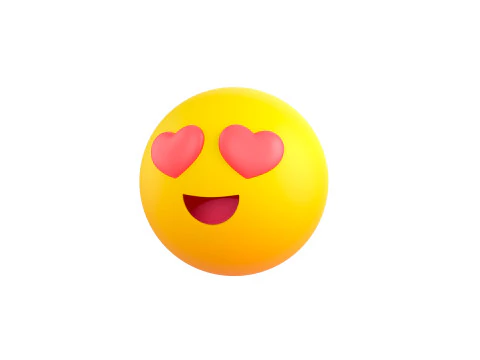 S&iacute;mbolo020 Rosto sorridente com olhos de cora&ccedil;&atilde;o Modelo 3D