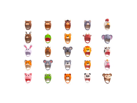 Pack002 Animal Hat Pack Modelo 3D