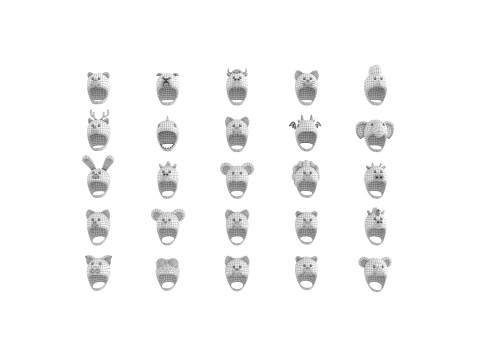 Pack002 Animal Hat Pack 3D Модель