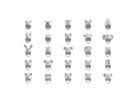 Pack002 Animal Hat Pack 3D Model