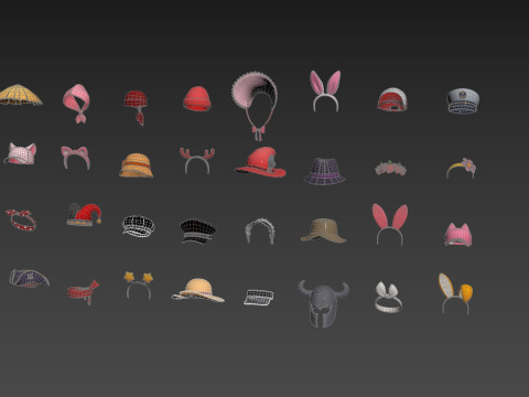 Pack003 Cartoon Hat Pack1 Model 3D